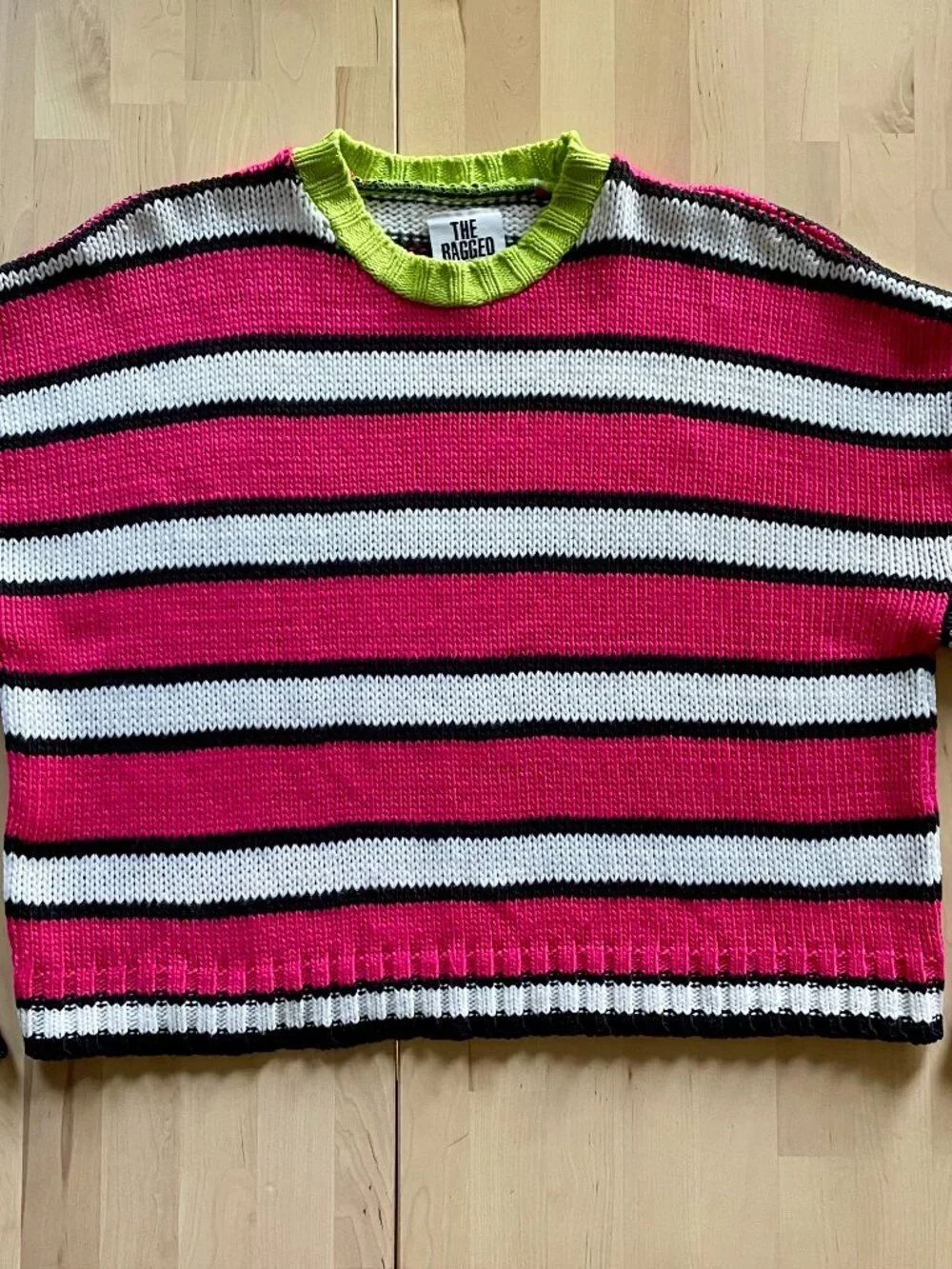 The Ragged Priest Women's Oversized Boxy Striped Colorblock Sweater size Small